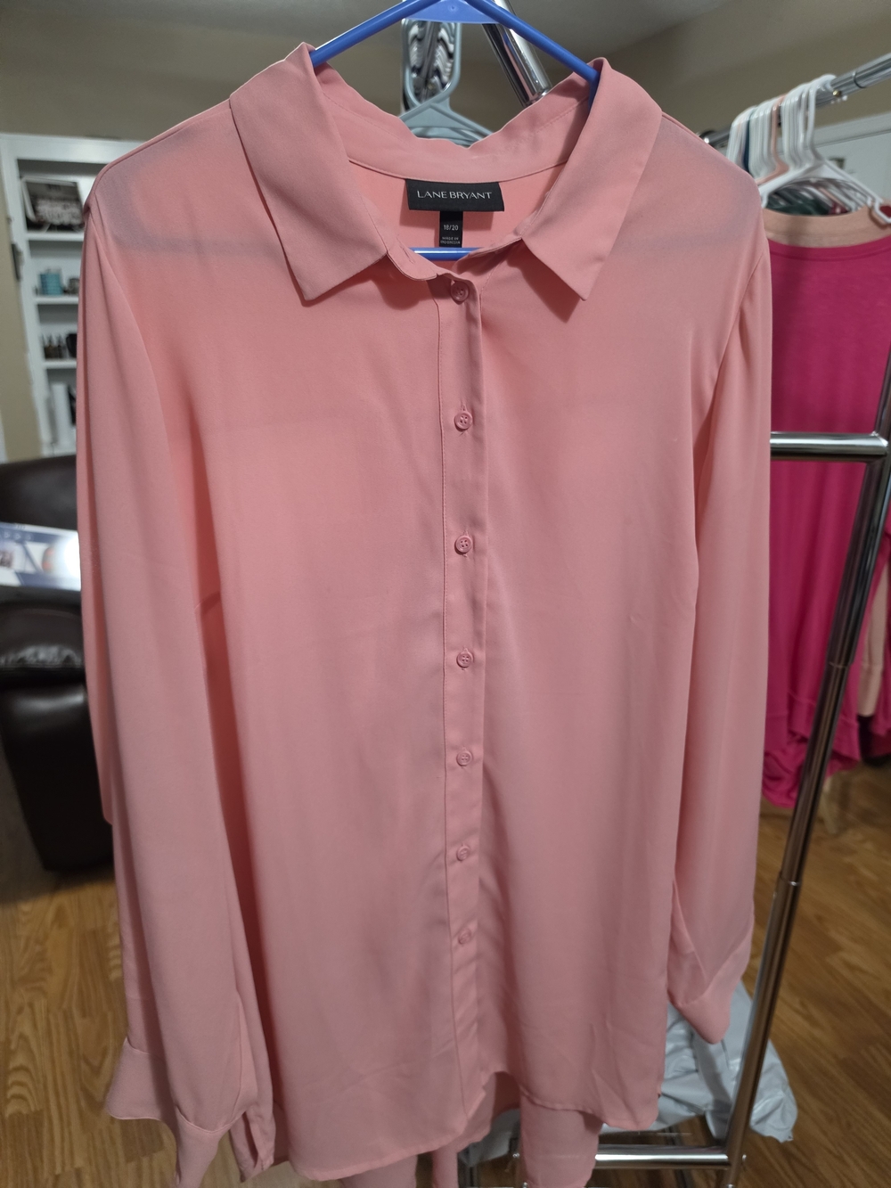 Lane Bryant Pink Button-Front Blouse